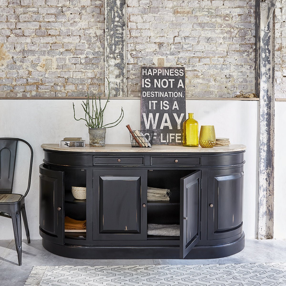 Buffet en acajou massif et teck BASTIDE noir, BERAH GETAH