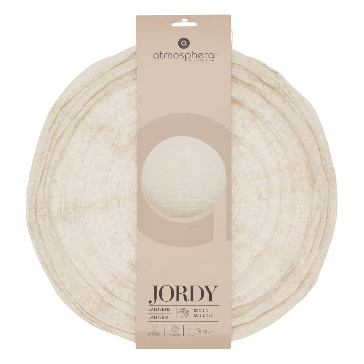 Lanterne boule en lin JORDY blanc, ATMOSPHERA