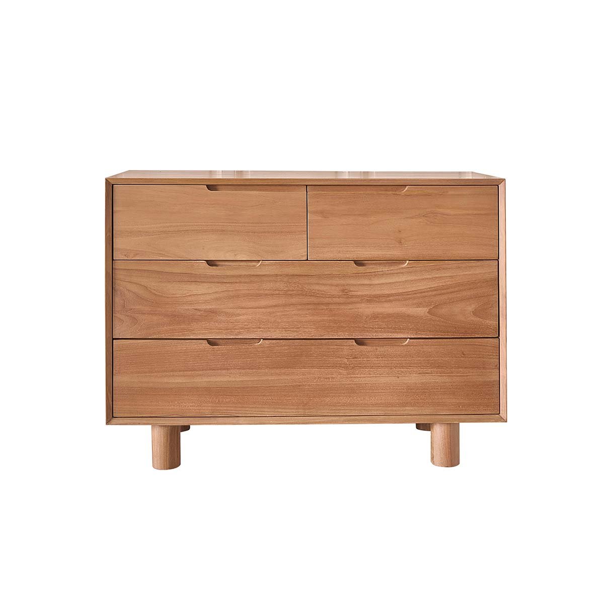 Commode en teck massif 110 cm 4 tiroirs GUSTAVE naturel, BERAH GETAH