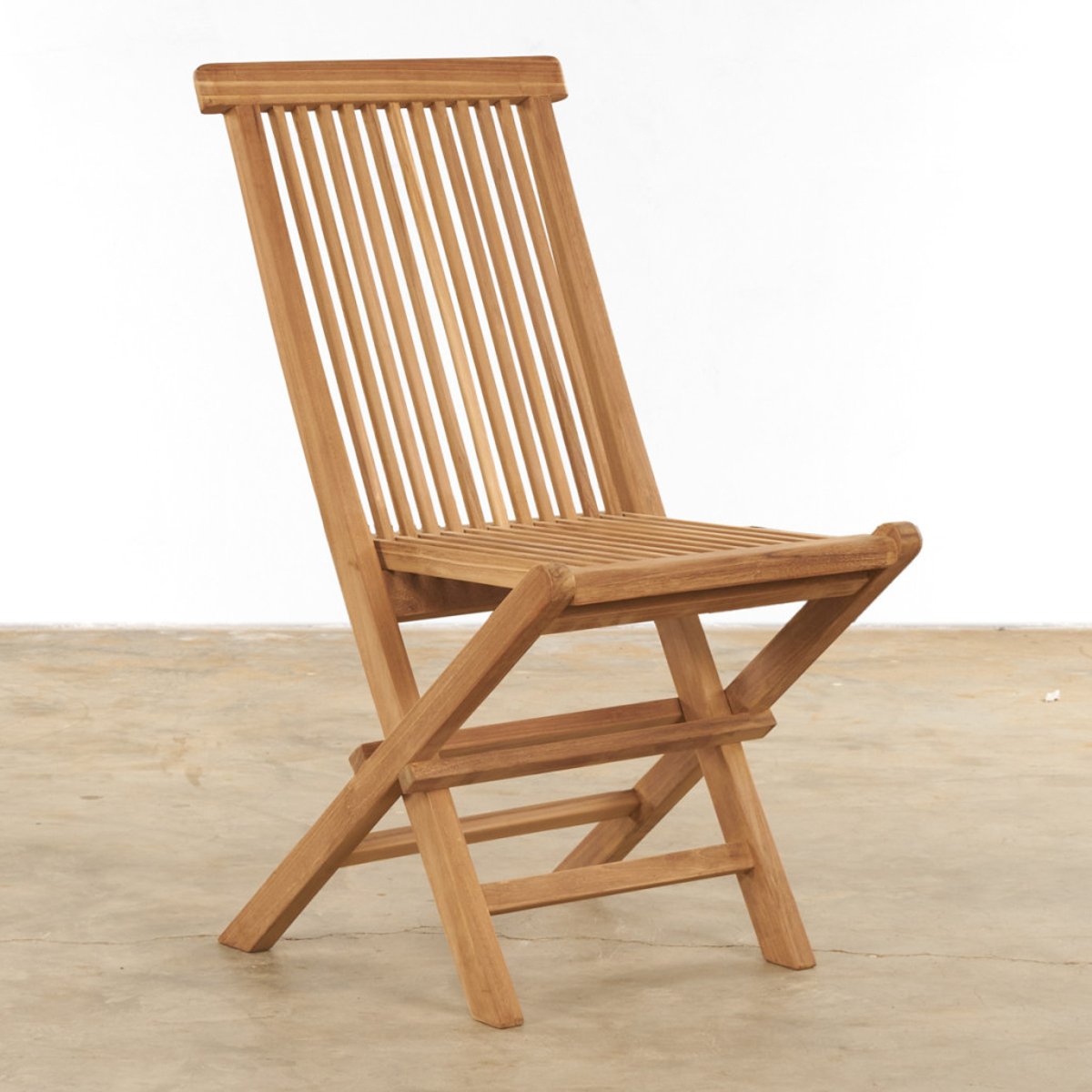 Ensemble de 2 chaises pliantes en teck massif Audrey naturel, WANDA COLLECTION