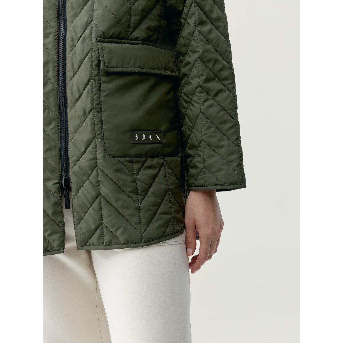 Manteau de sport femme Tenzo À capuche réversible vert kaki/bordeaux, BORN