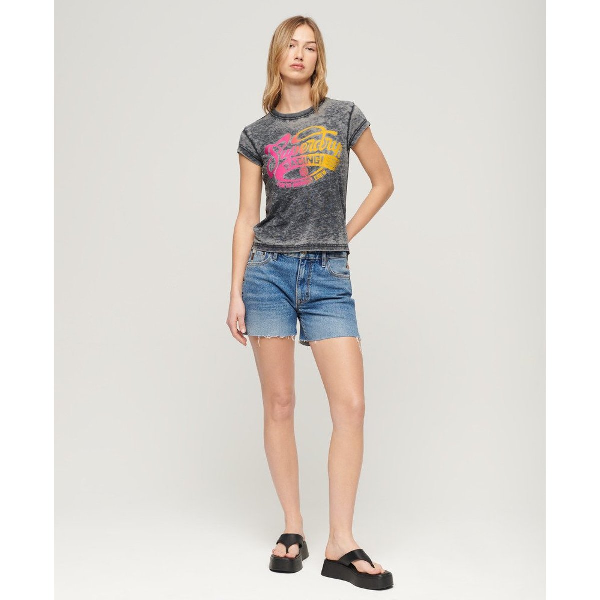 T-shirt à manches courtes Fade Rock Graphic noir de jais, SUPERDRY