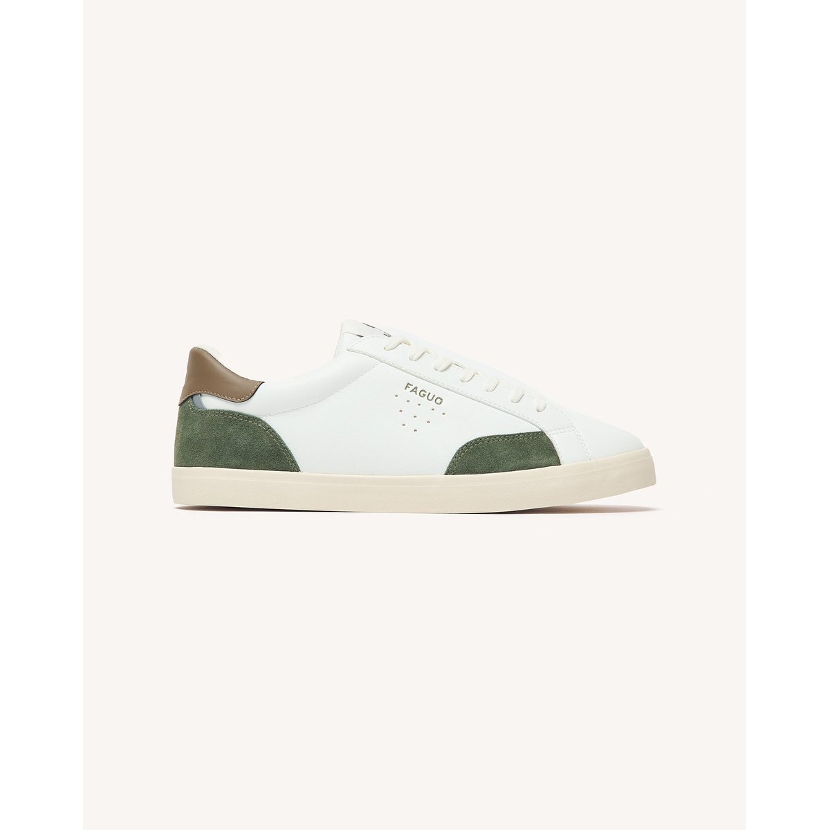 Tennis basses blanc et kaki, FAGUO
