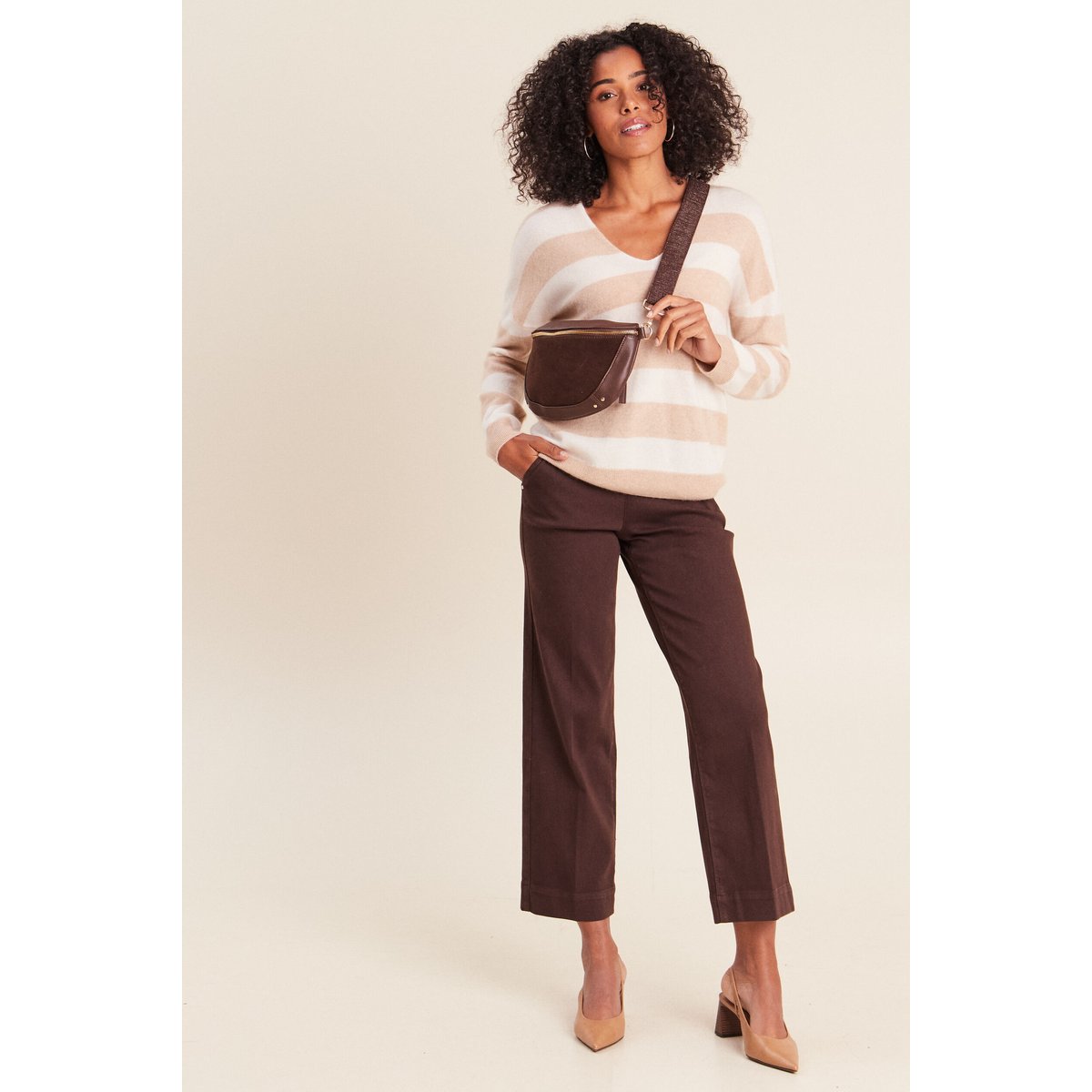 Pull col v beige, BREAL