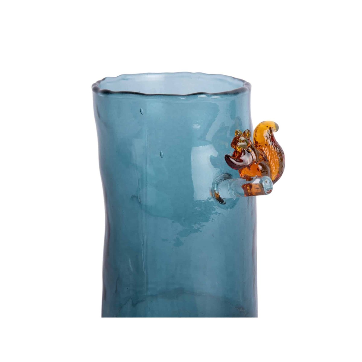 Vase Verre SQUIRREL ON BRANCH bleu, PRESENT TIME