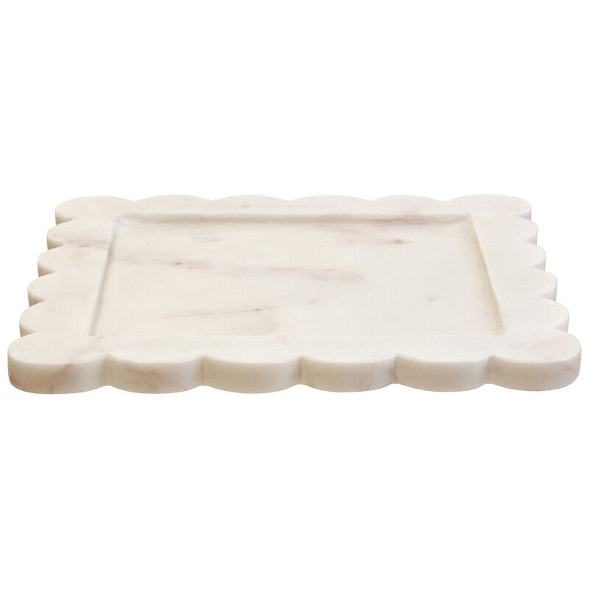 Large White Marble Square Tray with Scallop Edges white, FIFTY FIVE SOUTH