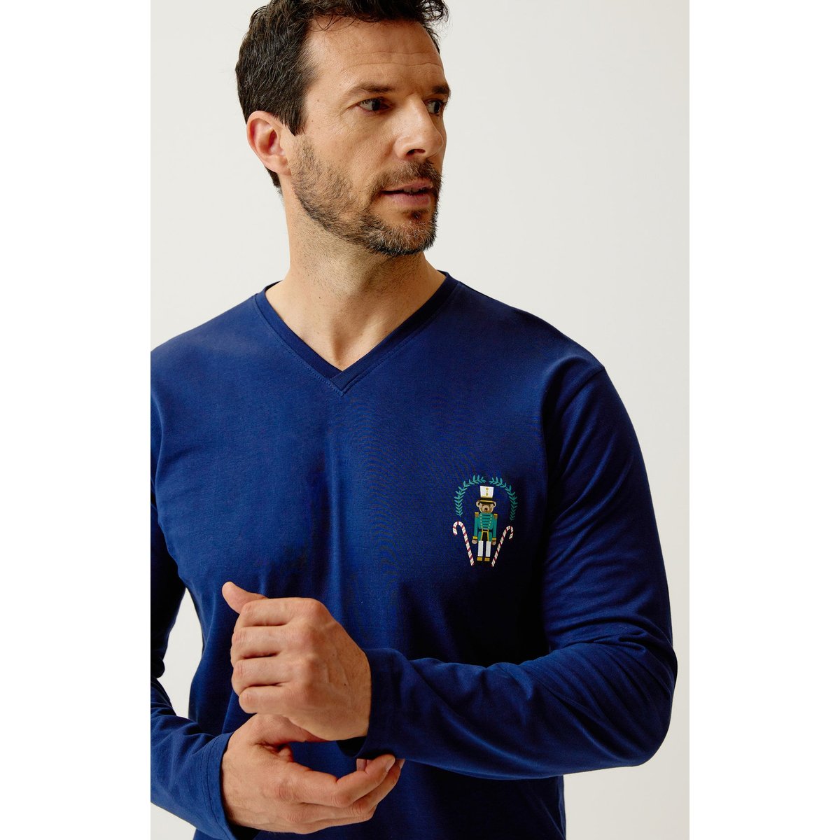 Pyjashort manches longues en jersey de coton imprimé Casse-noisette glace, ARTHUR