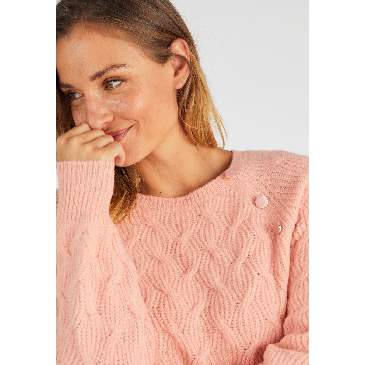 Pull torsadé Thermolactyl rose chiné, DAMART
