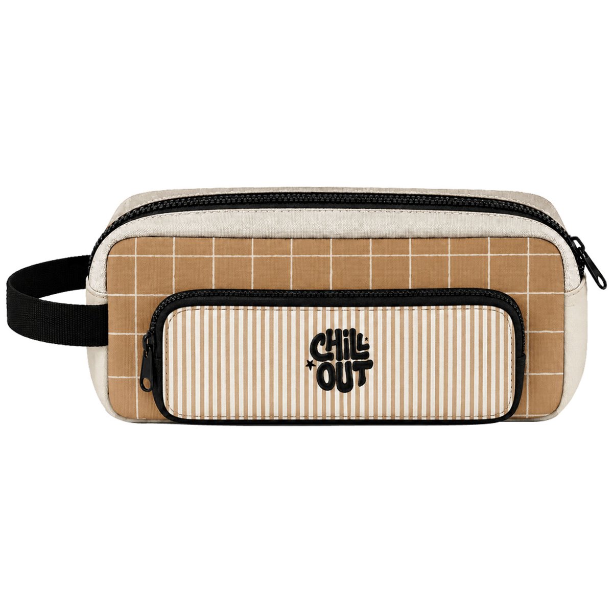 Trousse scolaire marron, beige, ZAKUW