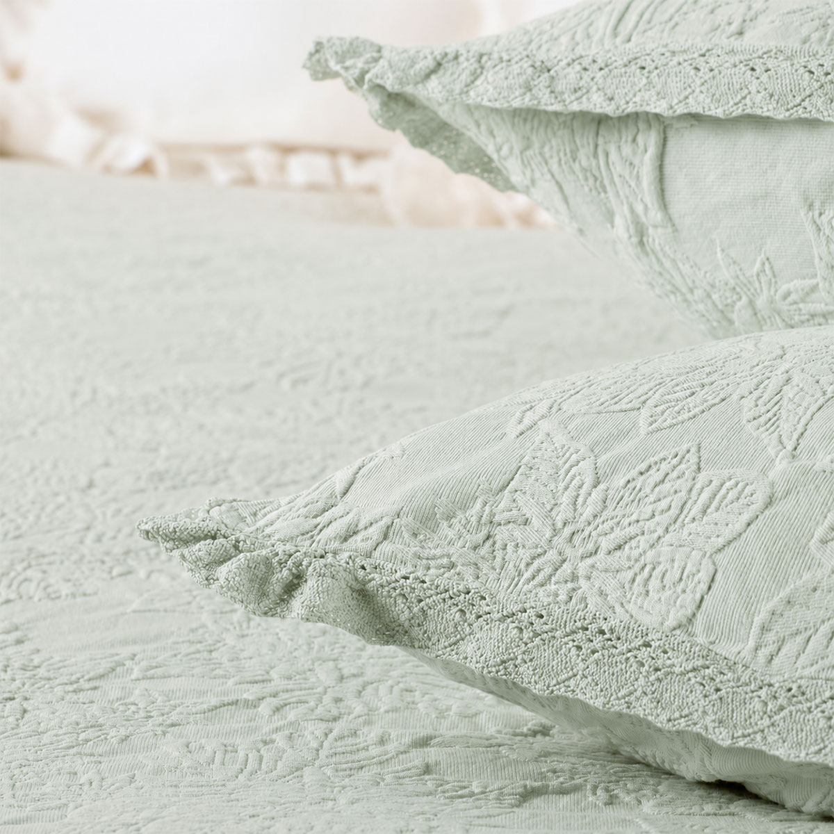Taie D'oreiller Adèle – Coton Piqué Jacquard - ADELE rose, TRADITION DES VOSGES