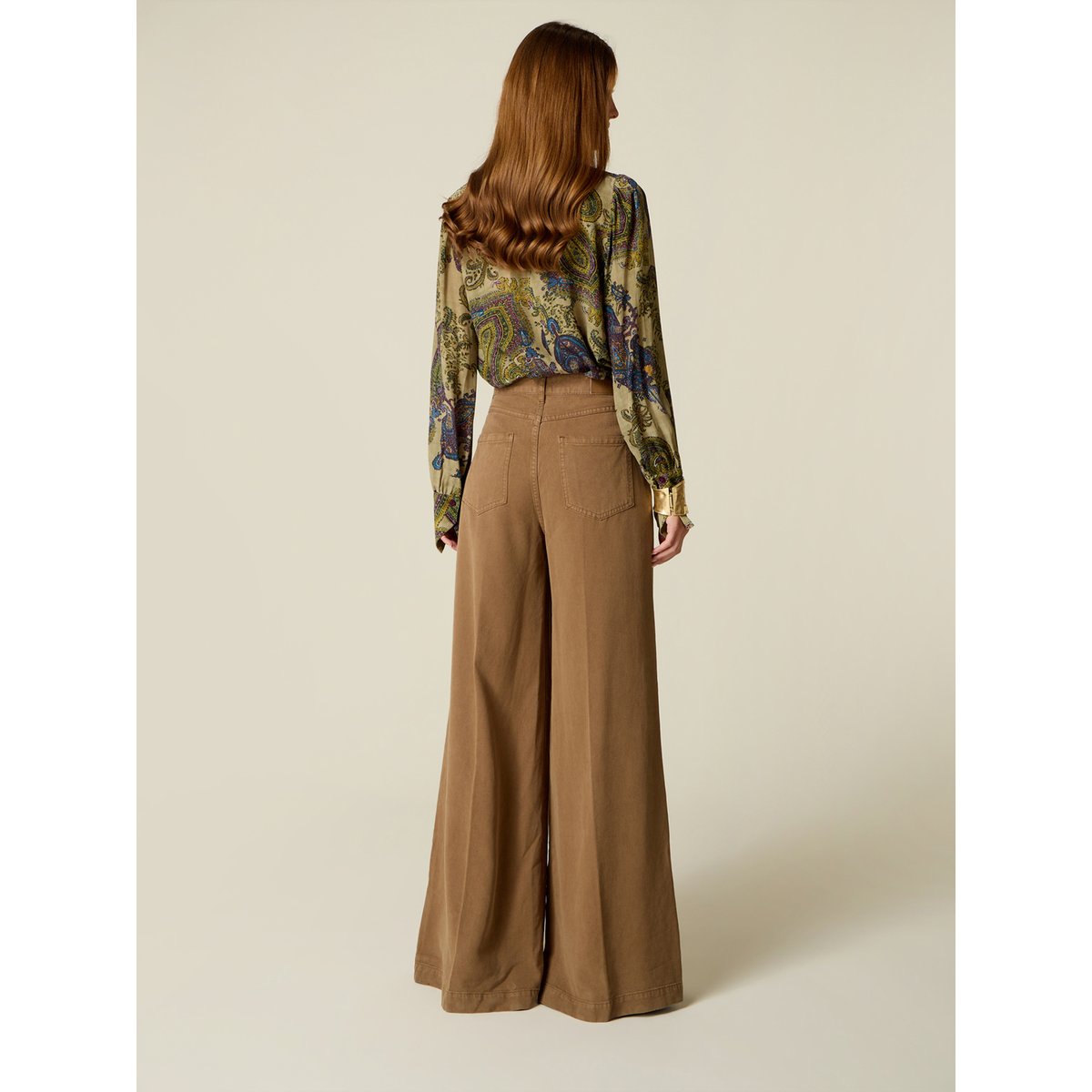 Pantalon palazzo avec charm marron, OLTRE