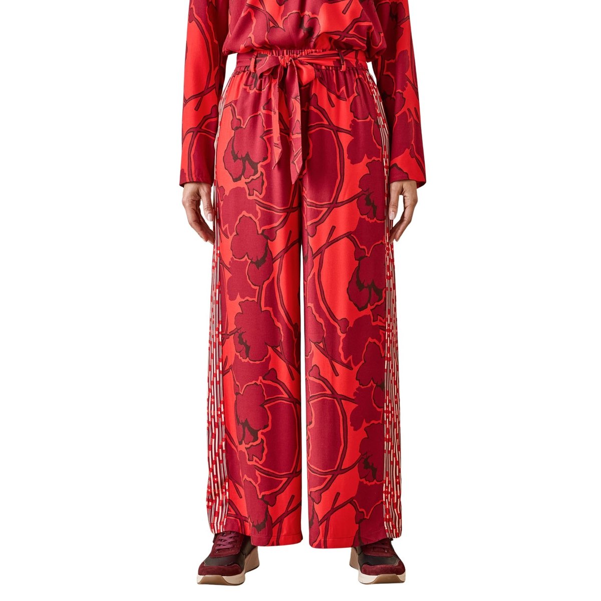 Pantalon fluide coupe large imprimé rouge, DAXON