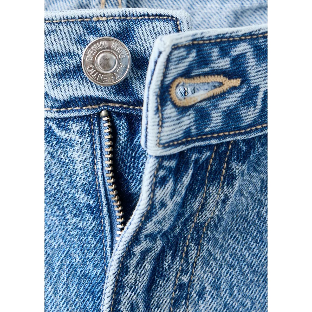 Jean taille basse à clous bleu moyen, MANGO TEEN