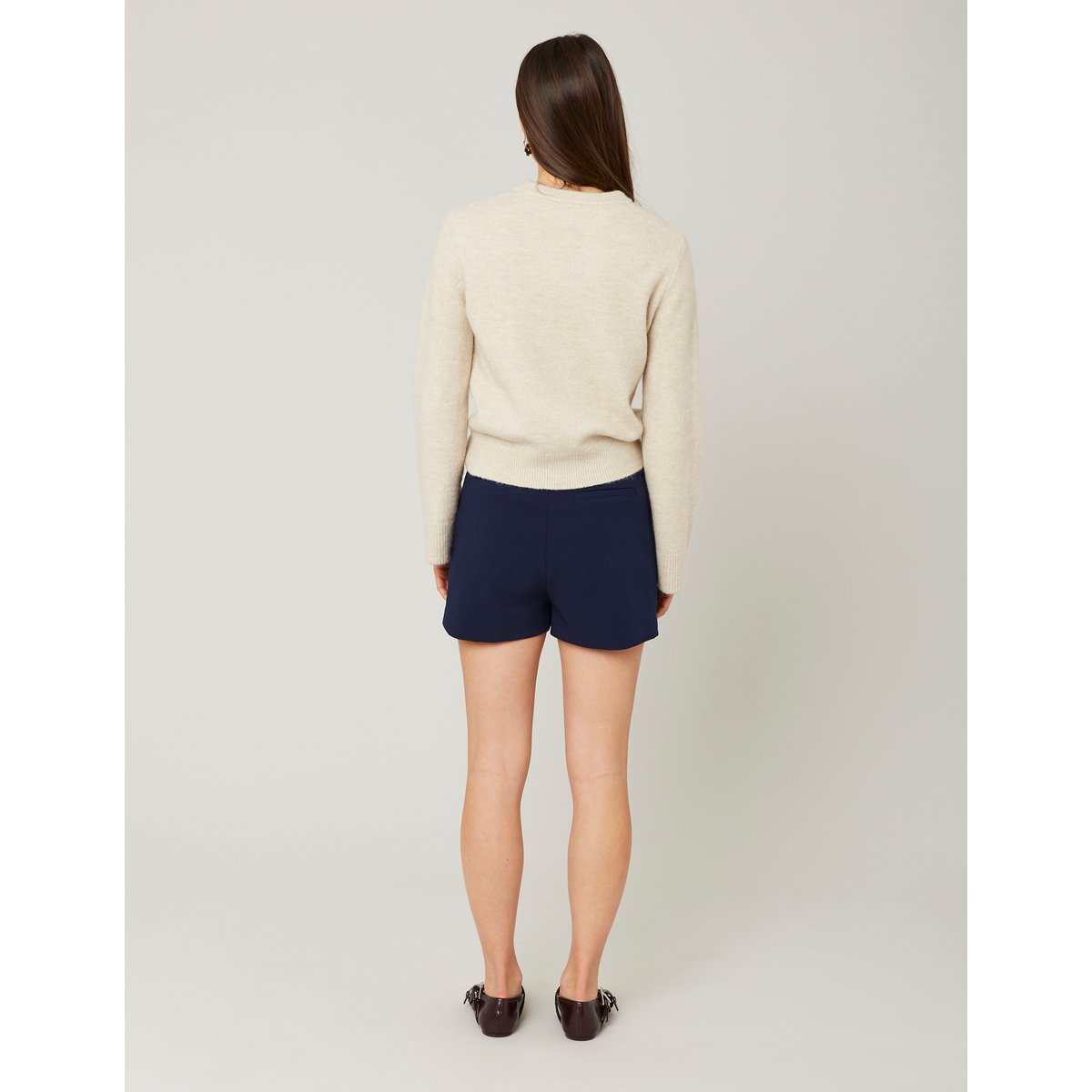 Jupe short boutons dorés bleu foncé, BZB