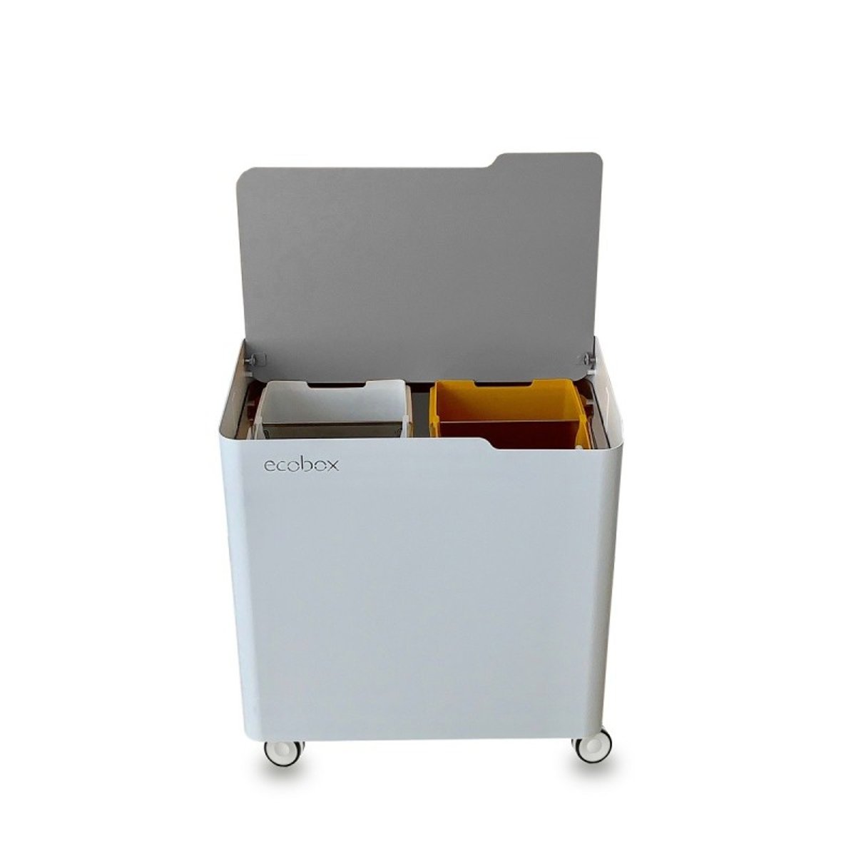 Poubelle pour tri sélectif modulable, fermeture douce, 40 litres, ECOBOX-TOP gris, DON HIERRO