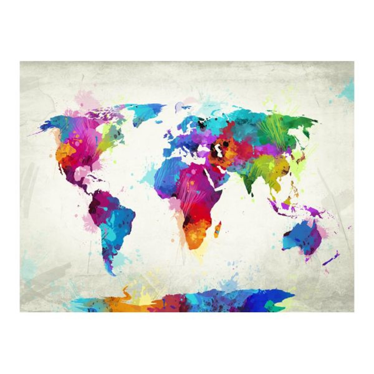 Papier peint intissé panoramique Carte du monde The map of happiness blanc, EDEN
