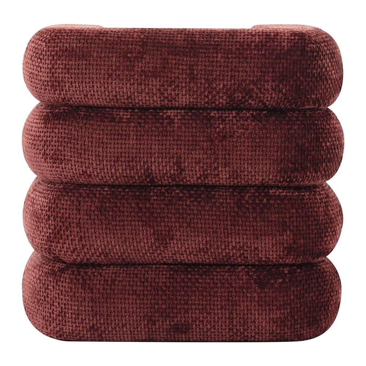 Pouf tissu chenillé bordeaux, ZAGO