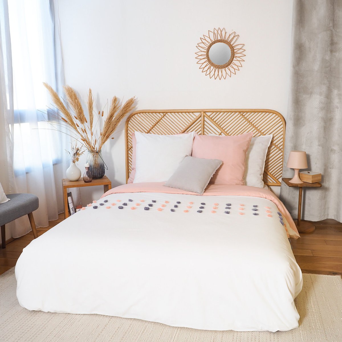 Parure housse de couette en coton imprimée, Poupie blanc, C DESIGN HOME TEXTILE