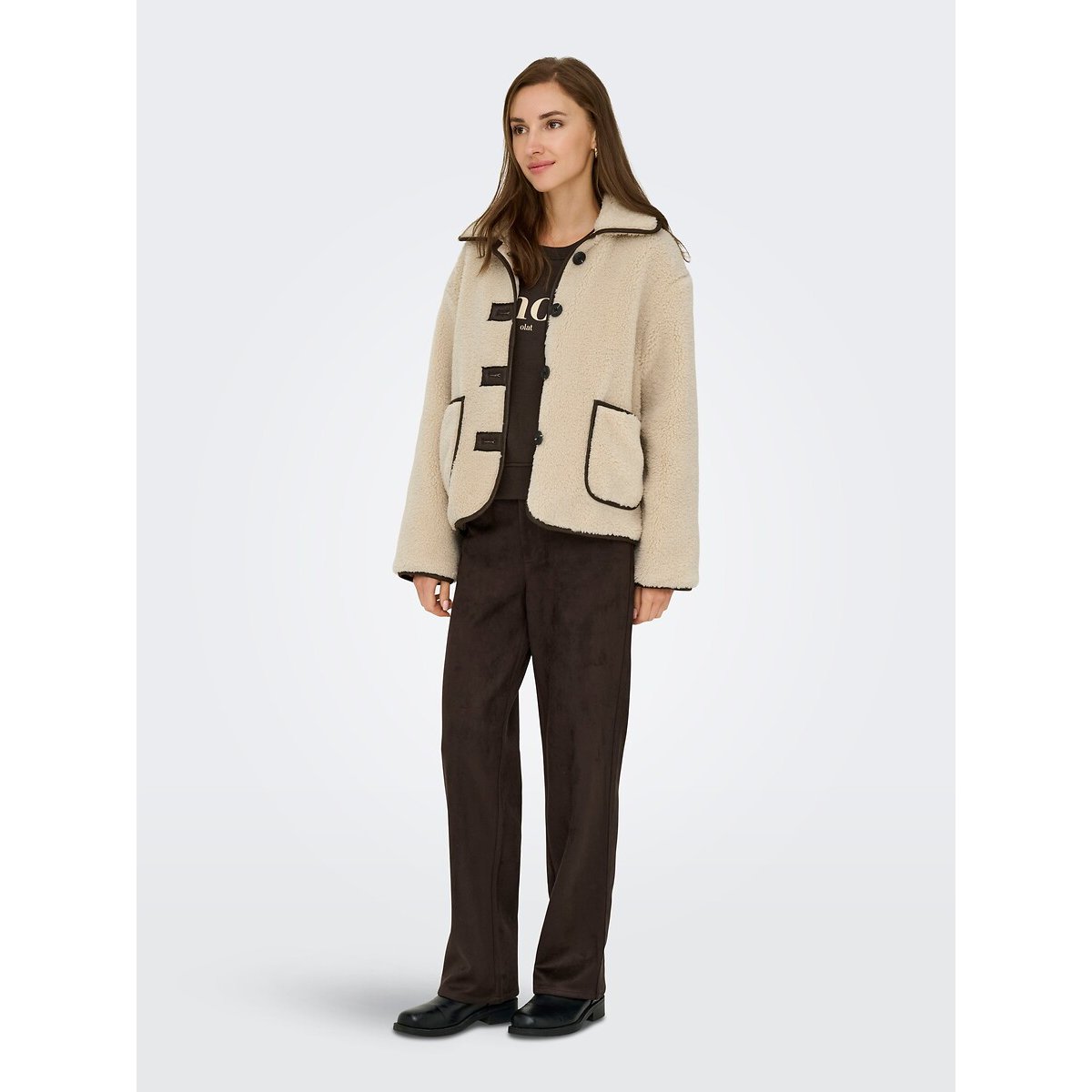 Sherpa Button-Up Coat beige, JDY