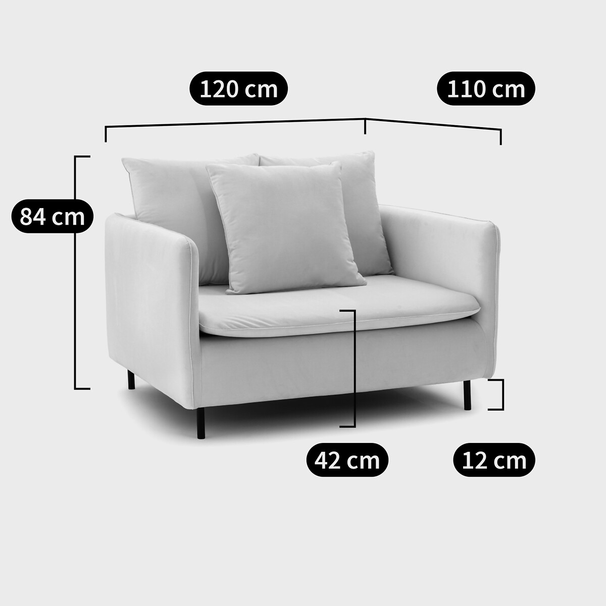Fauteuil XL velours, Ivete ecru, LA REDOUTE INTERIEURS