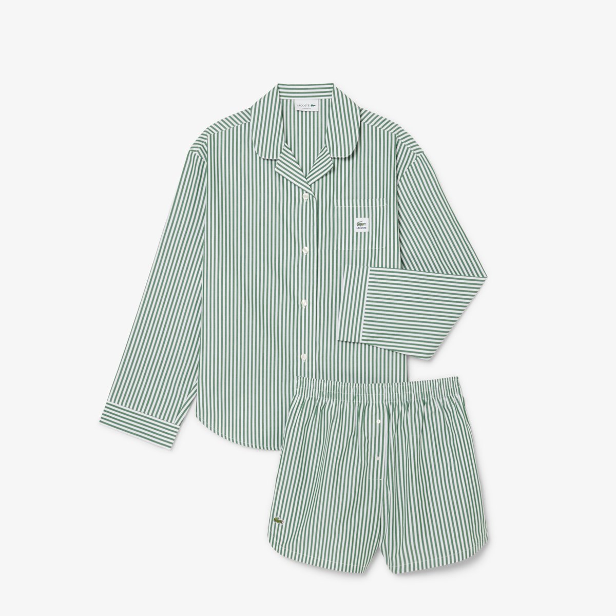 Ensemble de pyjama rayé popeline oversize vert-291, LACOSTE