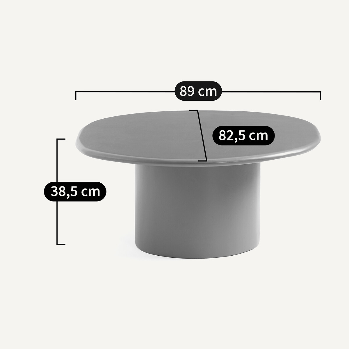 Table basse en acacia massif, hauteur 38,5 cm, Oreus blanc ecume, AM.PM