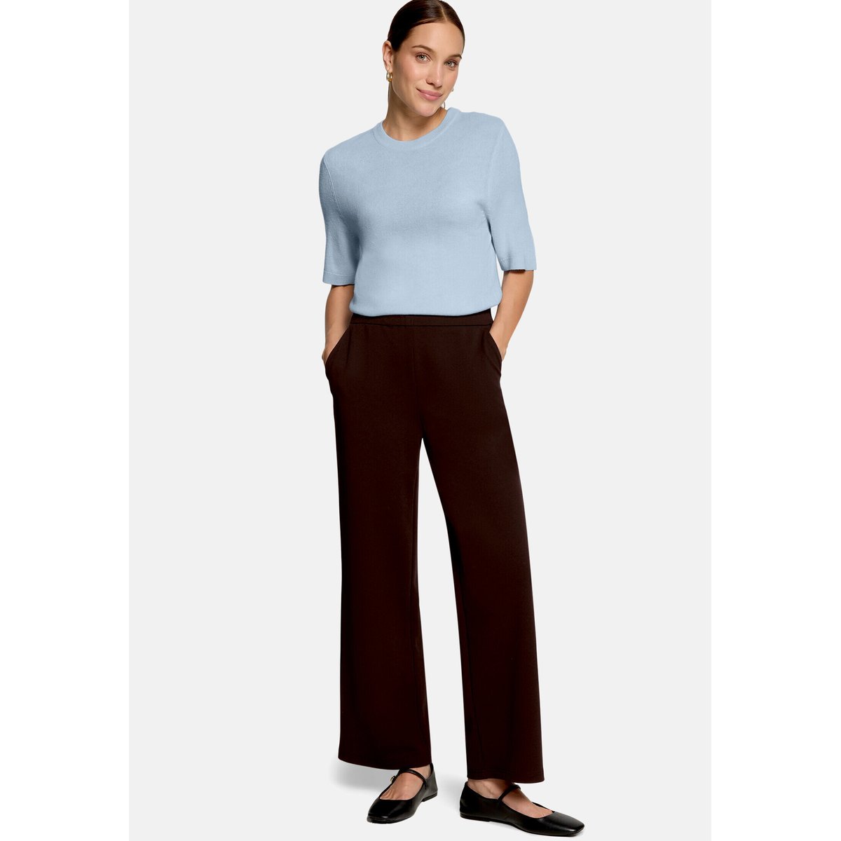Pantalon casual à jambes larges chocolate plum, ZERO