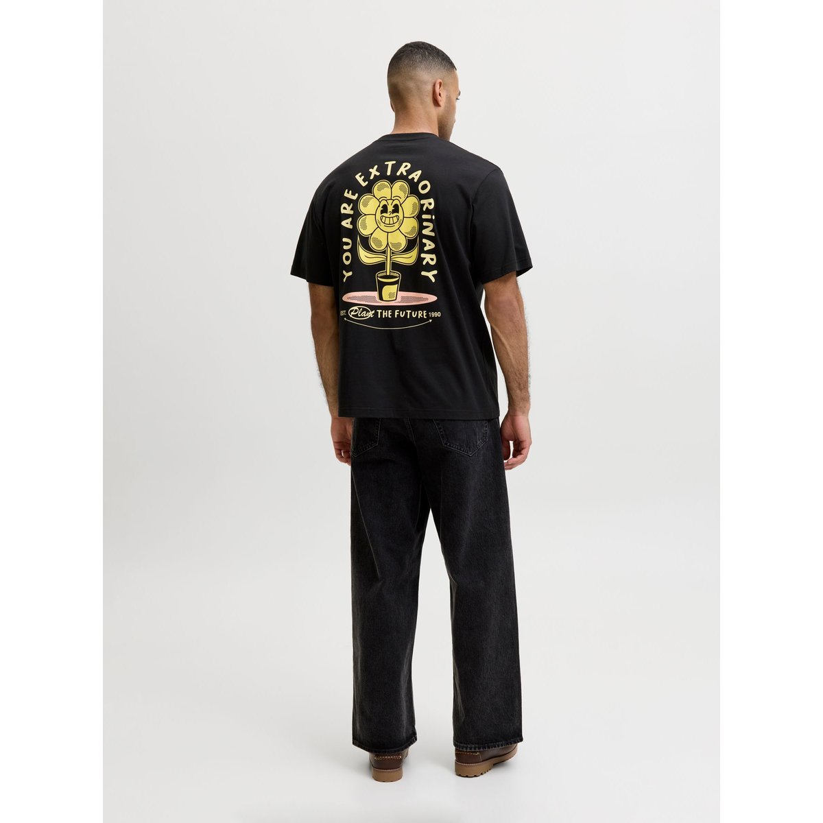 T-shirt graphique logo dos noir, JACK & JONES