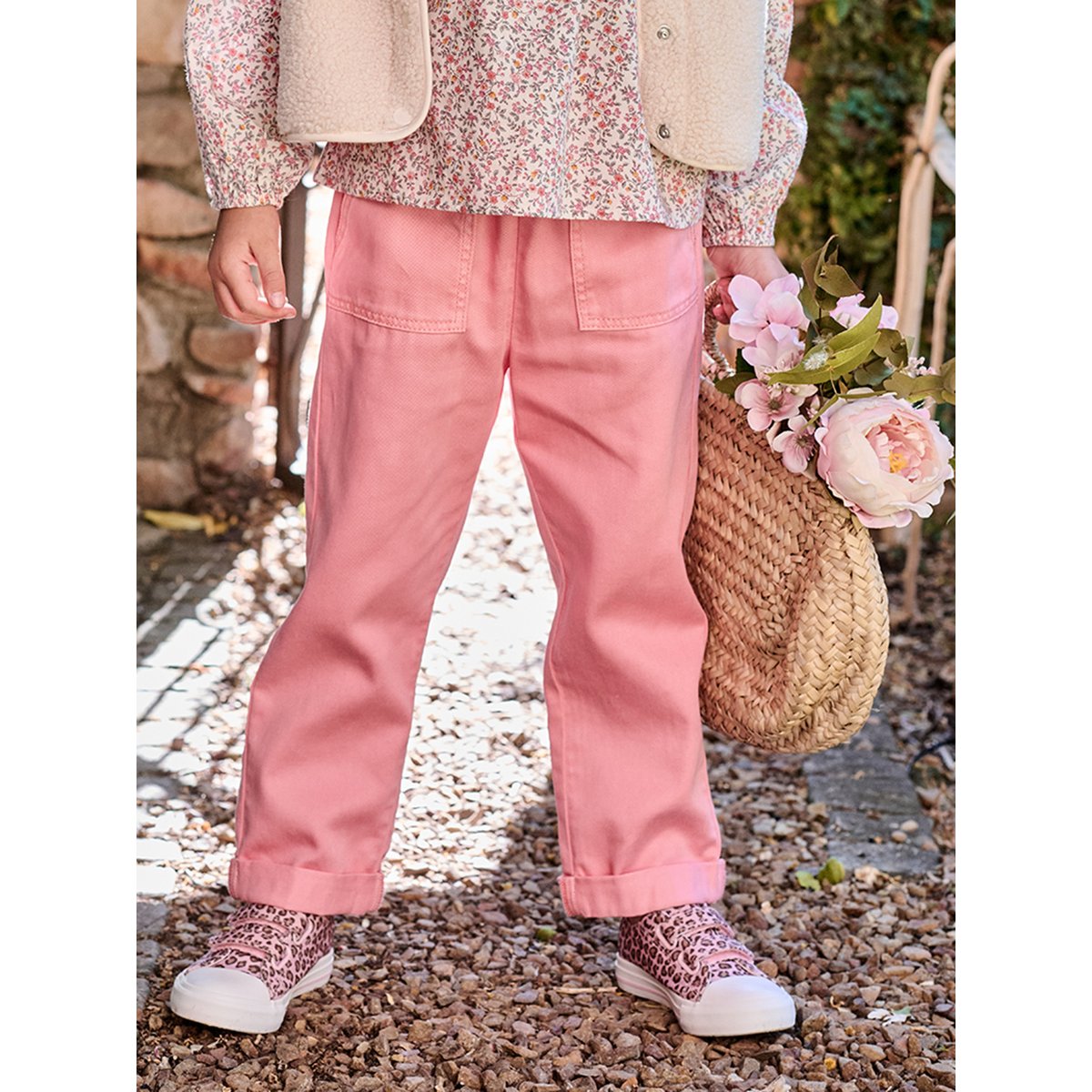 Baskets scratchées toile imprimée collection maternelle rose imprimé, VERTBAUDET