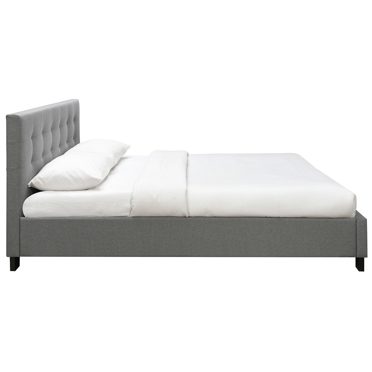 Lit 2 places 180x200 cm en tissu gris capitonné MARQUISE gris, MILIBOO