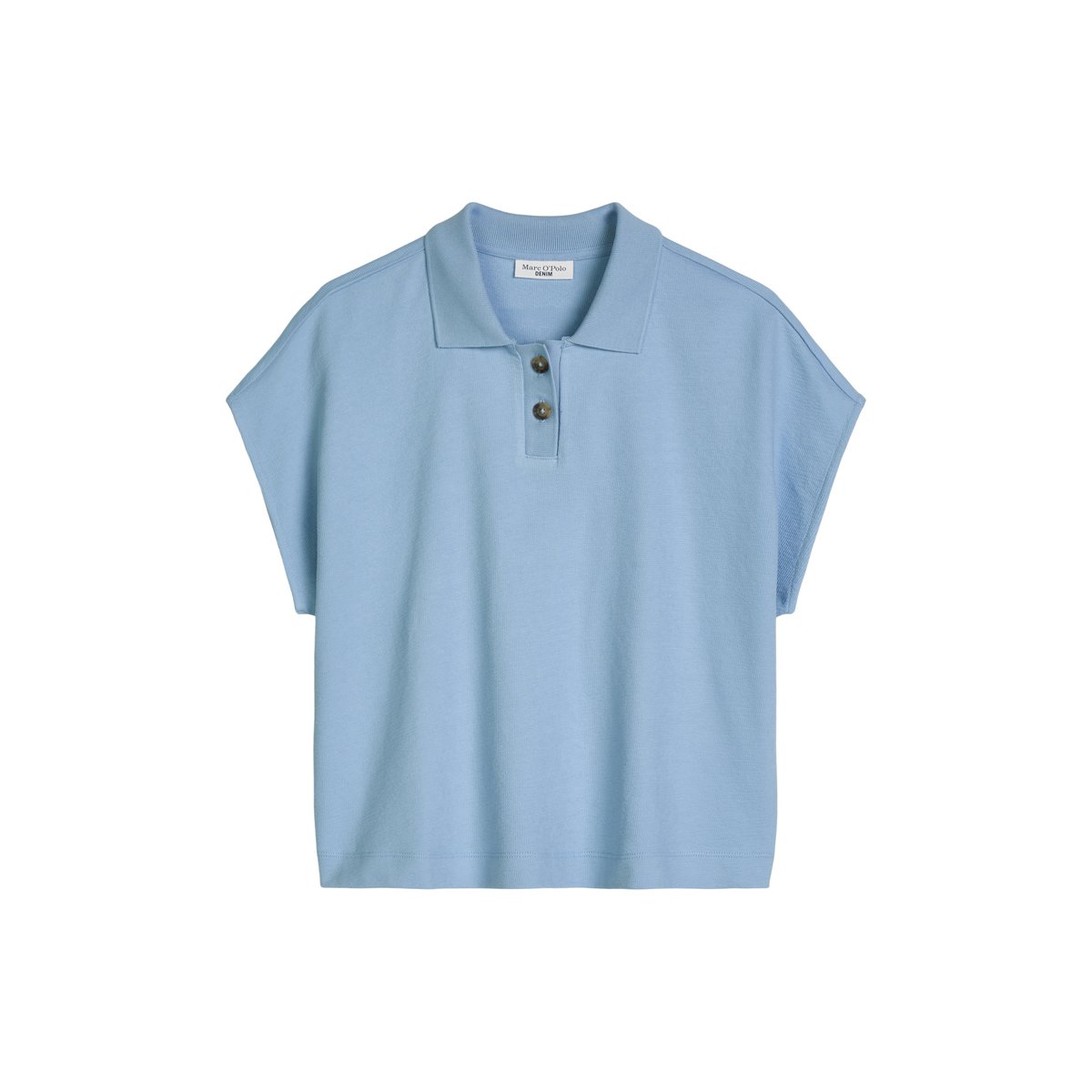 Polo large en single jersey lourd bleu moyen, MARC O’POLO DENIM
