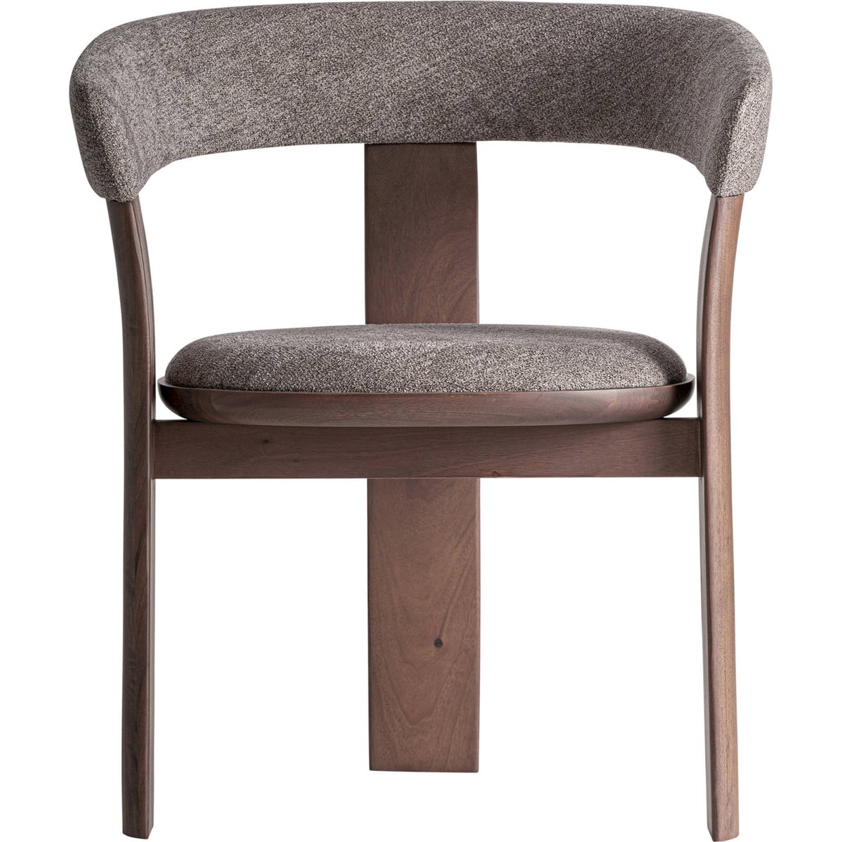 Chaise contemporaine tissu et bois taupe et noyer, RECOLLECTION