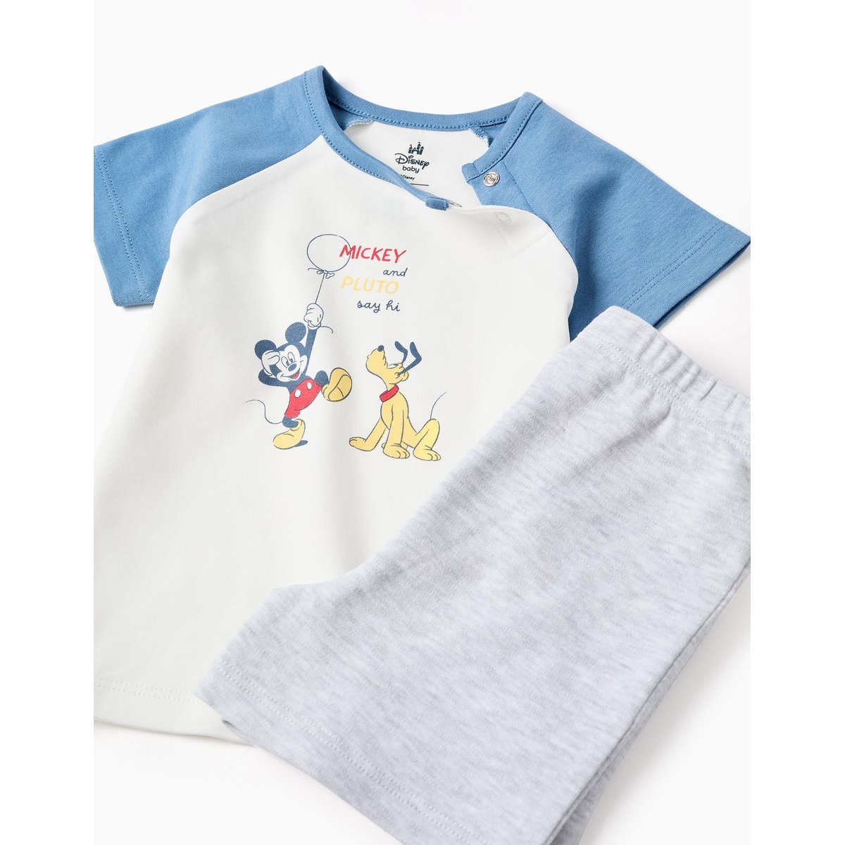 Pyjama short en coton avec Mickey & Pluto bleu, ZIPPY