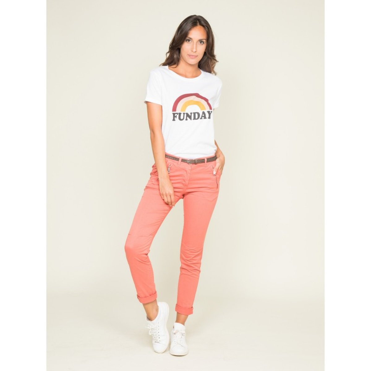 T-shirt Col Rond Message Fina blanc, DONA LISA