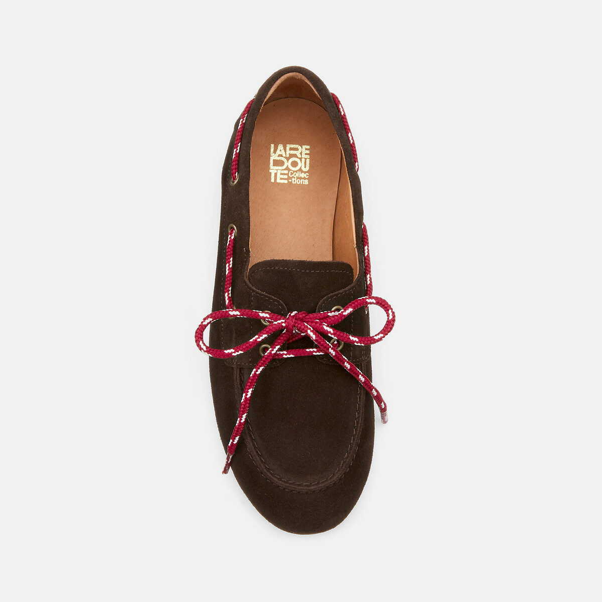 Mocassins em pele aveludada chocolate, LA REDOUTE COLLECTIONS