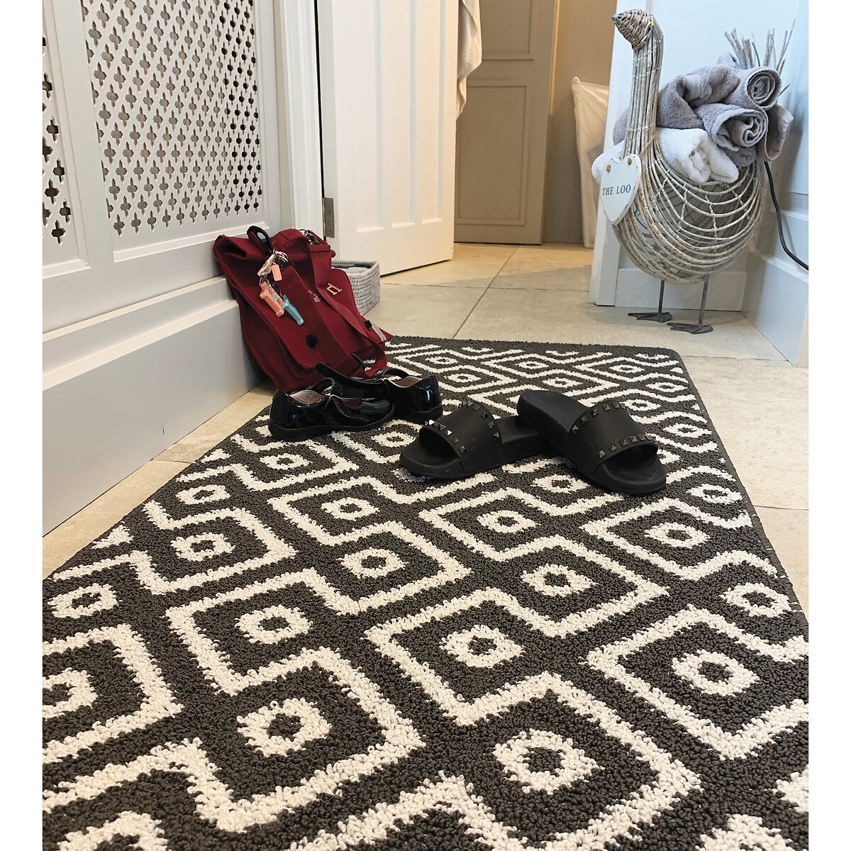 Geo Print Stain Resistant Runner charcoal, MY MAT