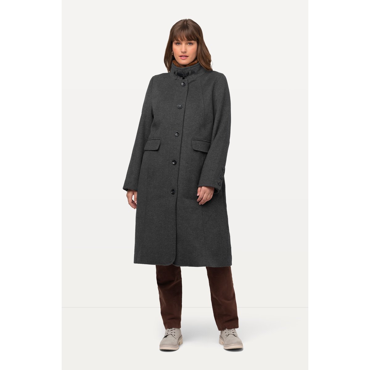 Manteau style tyrolien à col montant taupe, ULLA POPKEN