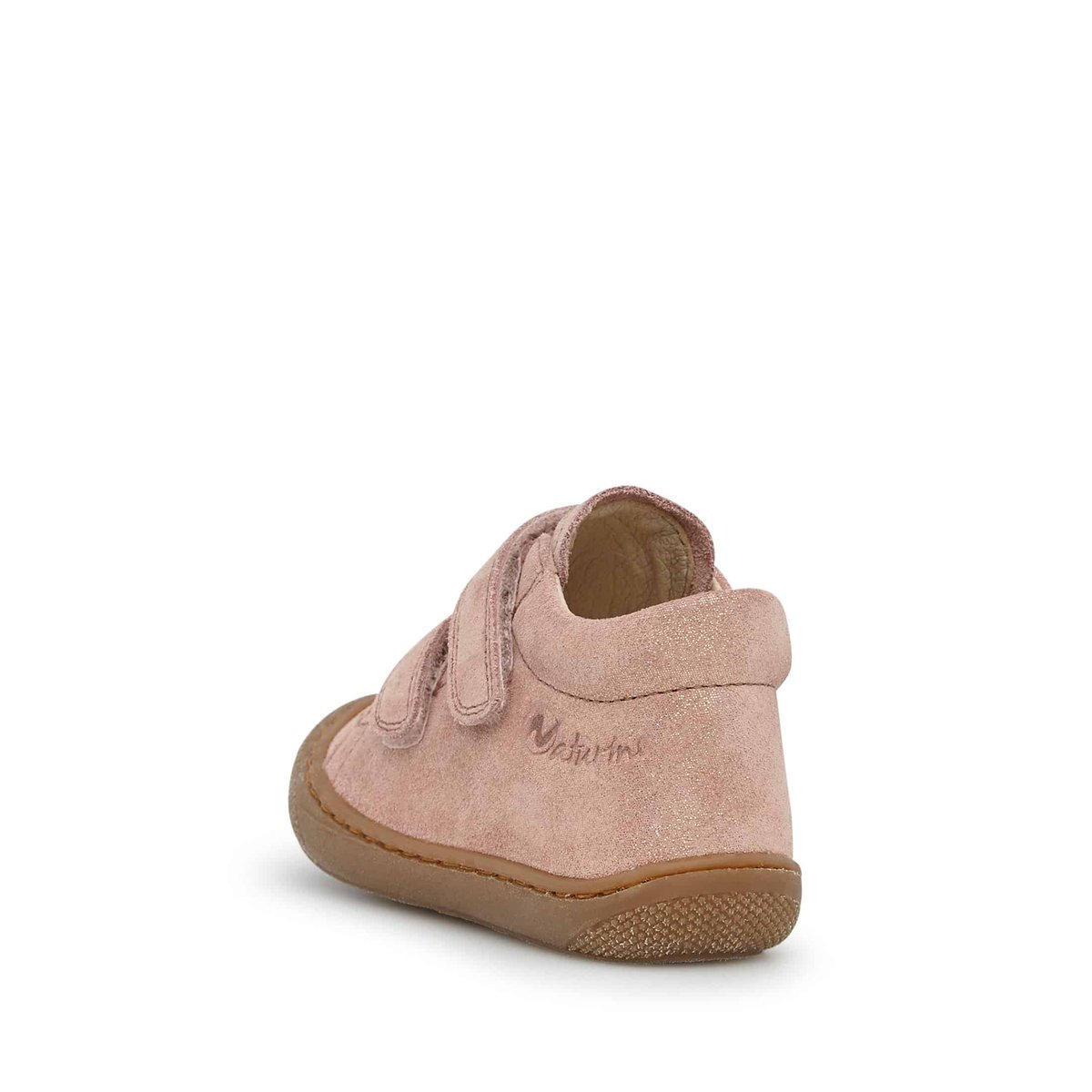 Chaussons premiers pas en suède pailleté COCOON VL rose antique, NATURINO