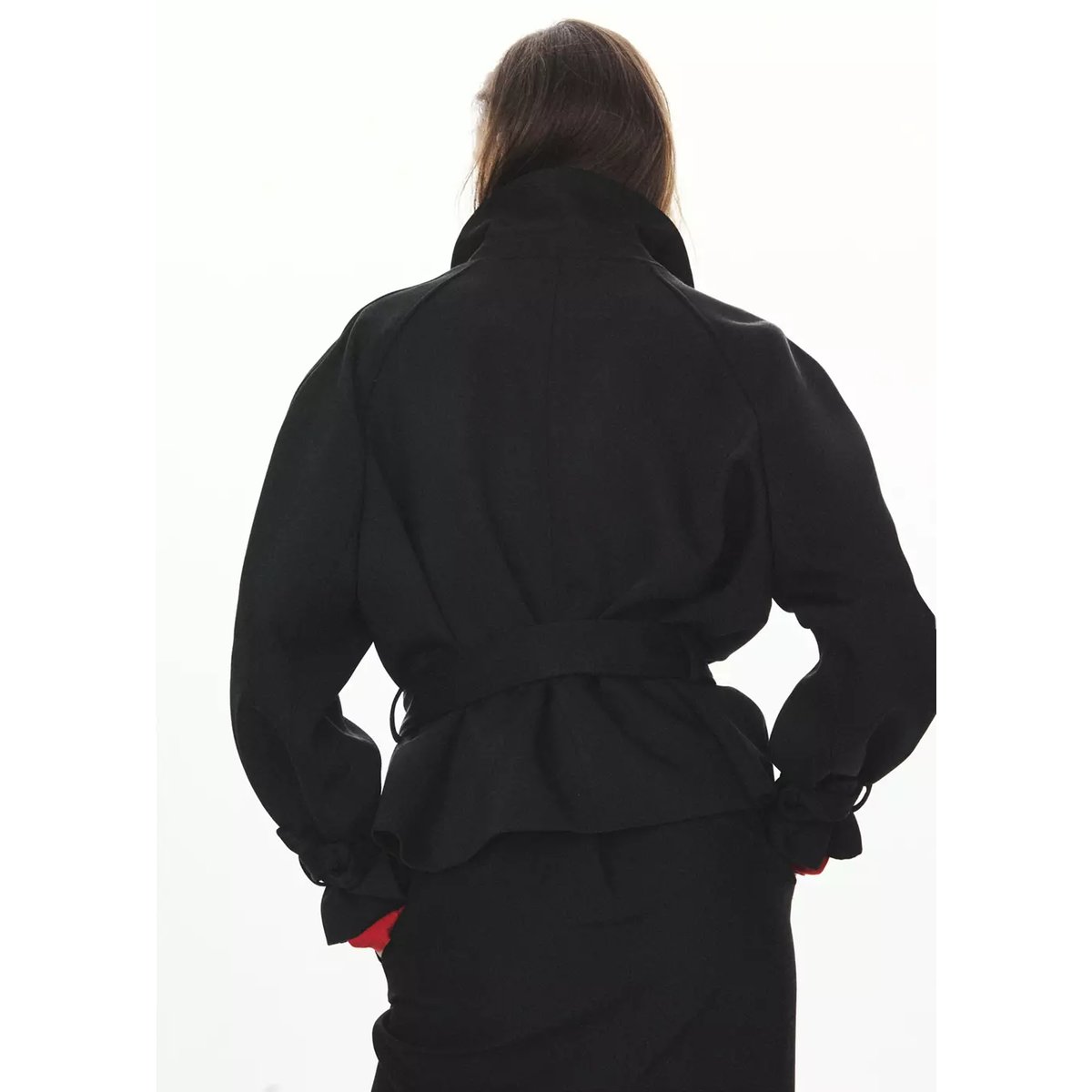 Veste col chemise ceinture noir, MANGO