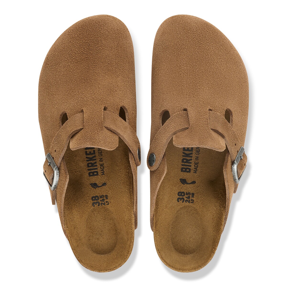 Sabots en cuir suédé, BOSTON brun foncé, BIRKENSTOCK