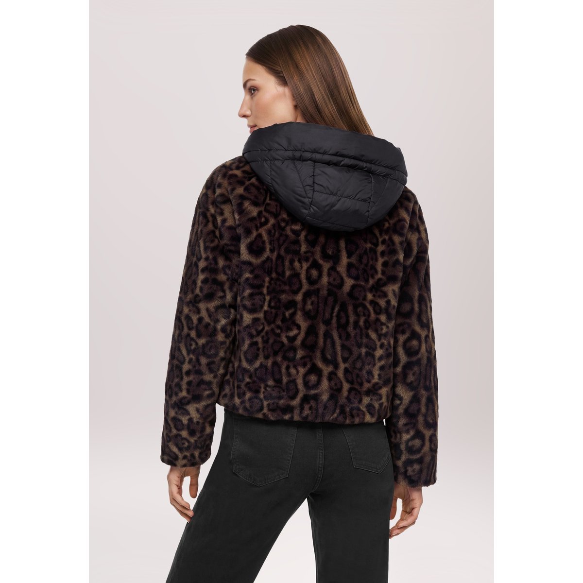 Veste en peluche avec partie veste sans manches amovible taupe/black, AMBER & JUNE