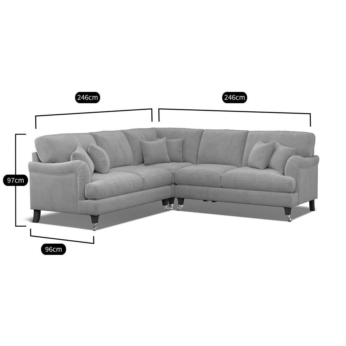 Emeline Velvet Corner Sofa with Castor Legs olive, ÉDITÉ