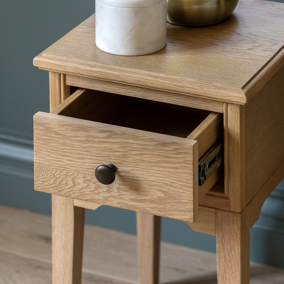 Harriet Oak 1 Drawer Bedside Table light oak wood, SO'HOME