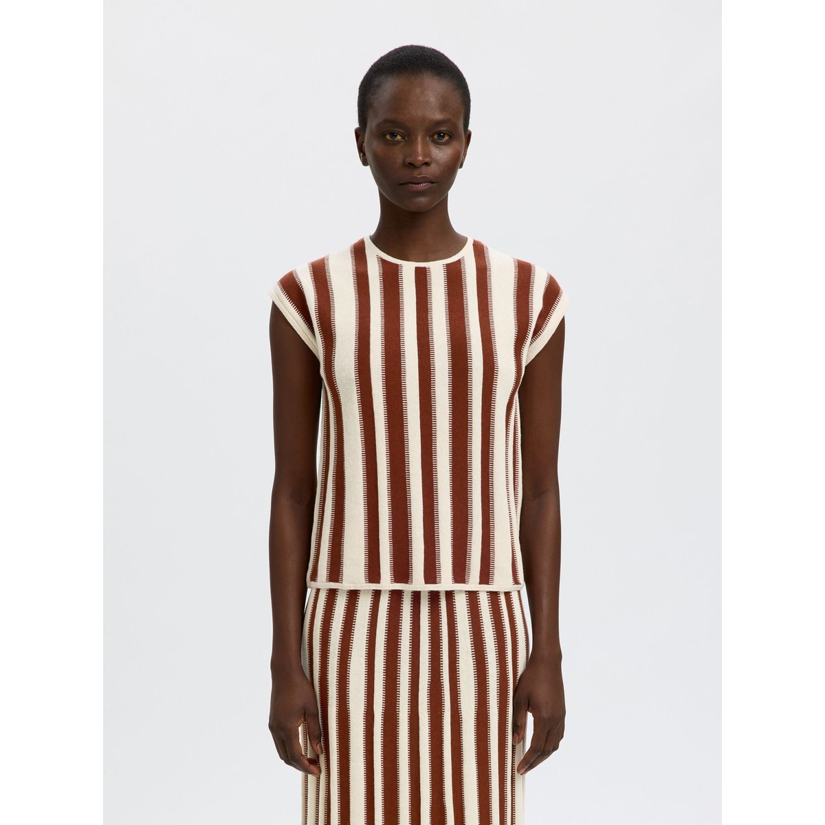 Top En Maille birch, SELECTED