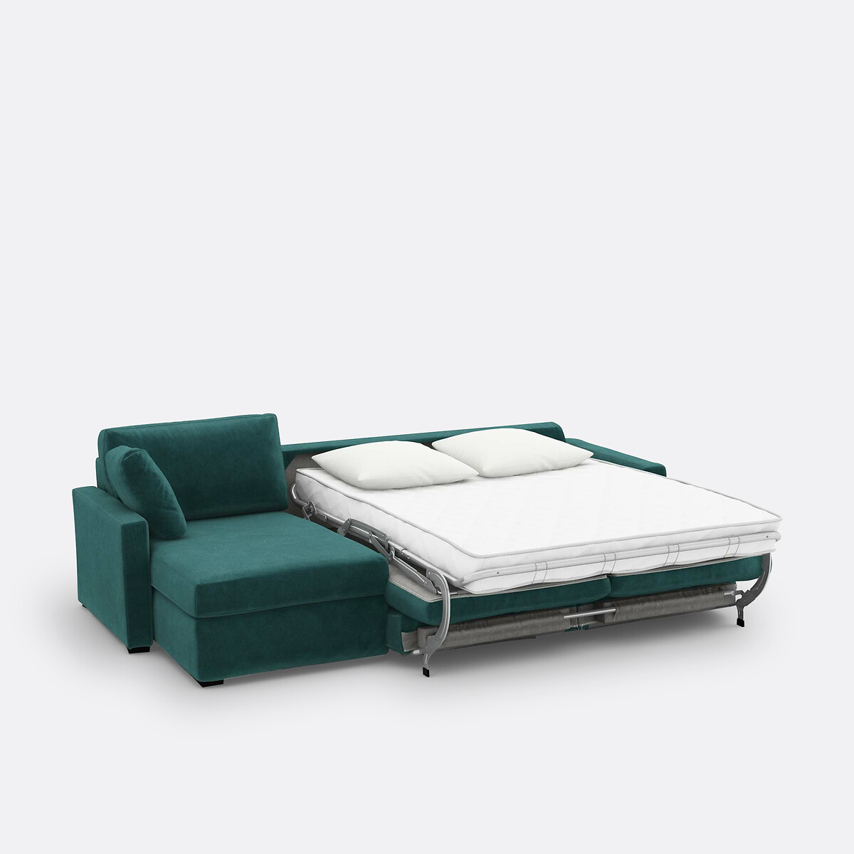 Sofá cama rinconero de 4 plazas, terciopelo, espuma, TIMOR verde esmeralda, LA REDOUTE INTERIEURS