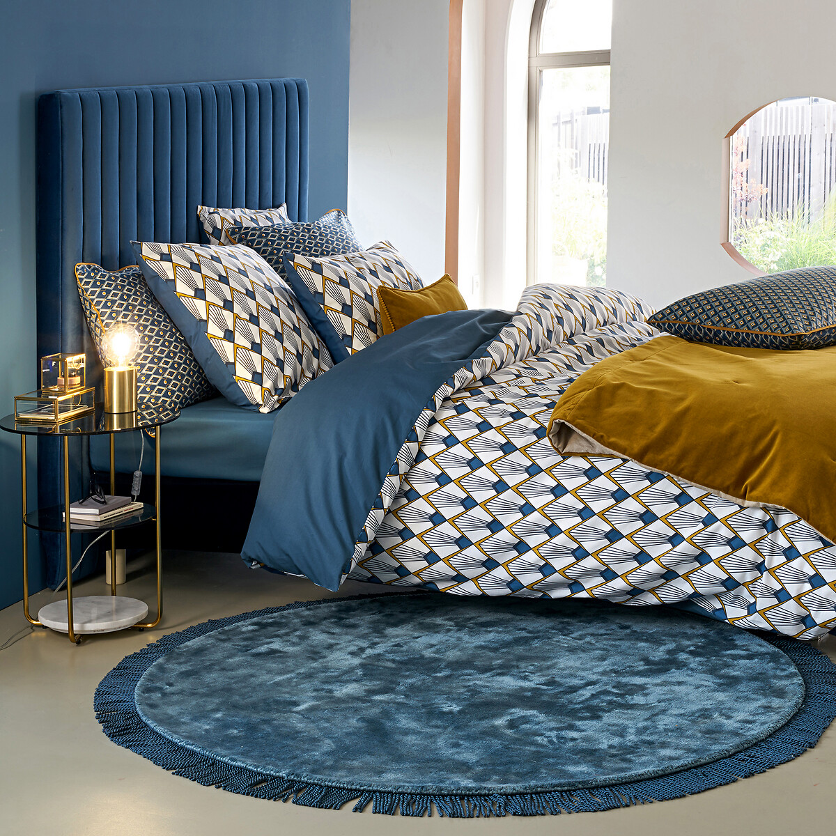 Cache-sommier velours, Velvet bleu nuit, LA REDOUTE INTERIEURS