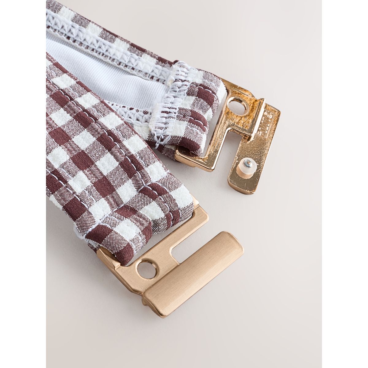Haut de bikini court vichy marron chocolat, NEXT