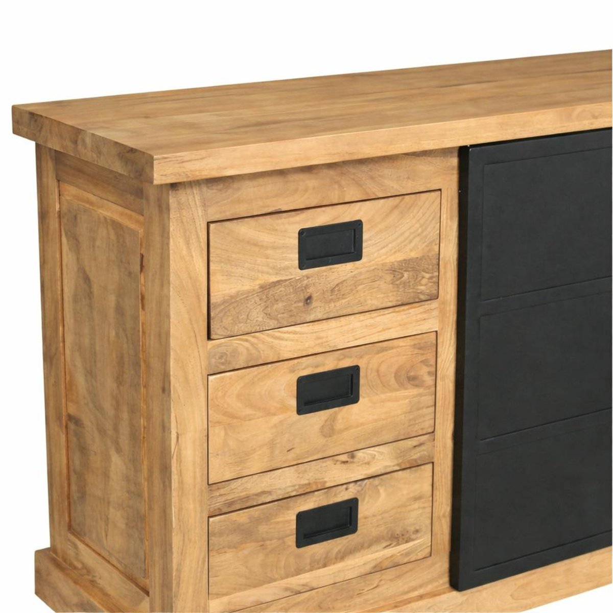 Buffet industriel moderne à porte coulissante 160 cm CEYLAN bois naturel, PIER IMPORT