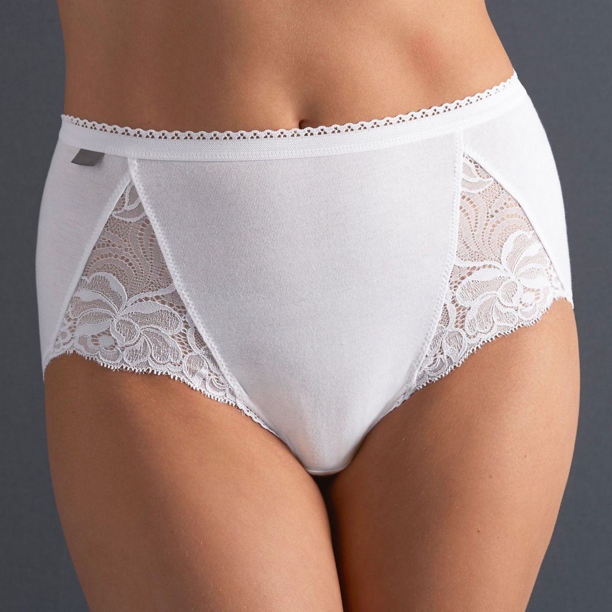 Set van 2 midi slips in katoen en kant wit, PLAYTEX