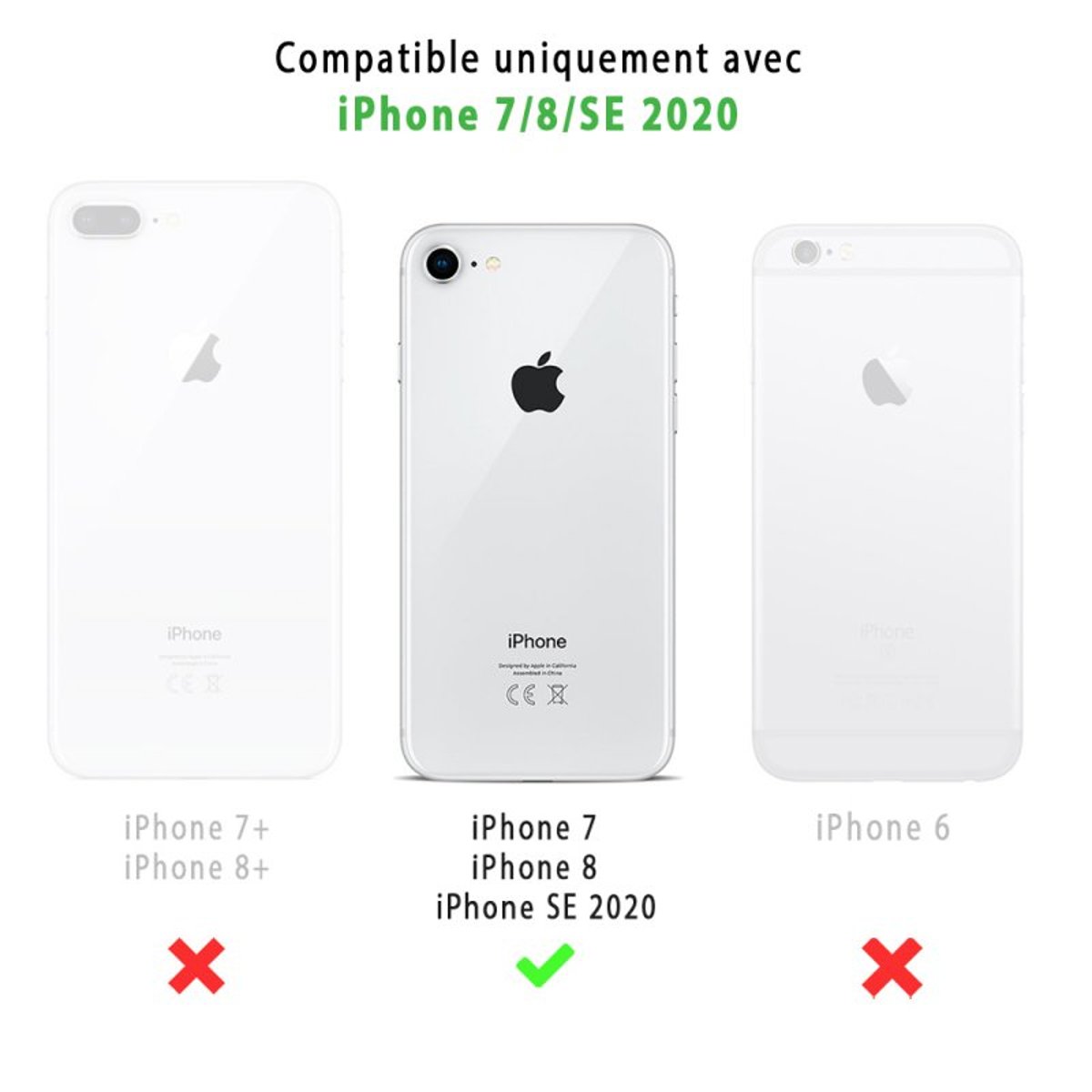 Coque iPhone Se 2020 / 2022 antichoc + 2 vitres bleu, EVETANE